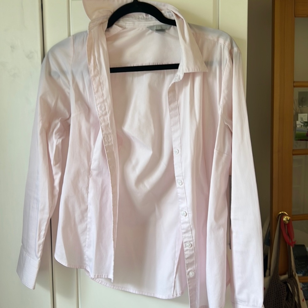pink stripe blouse button up
